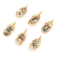 Freshwater Pearl Pendants, Iron, with Freshwater Pearl, irregular, mixed colors 