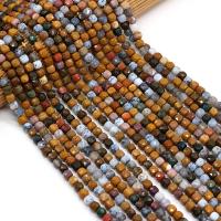 Meeresfossil Perle, Würfel, DIY & facettierte, gemischte Farben, 5x5mm, Länge:38 cm, verkauft von Strang