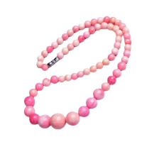 Shell Necklace, graduated beads & for woman, pink, 6-14mm cm 