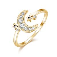 Brass Cuff Finger Ring, Adjustable & micro pave cubic zirconia & for woman 