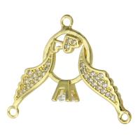 Cubic Zirconia Micro Pave Brass Connector, fashion jewelry & for woman & with cubic zirconia & 1/2 loop, golden Approx 1.5mm 