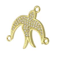 Cubic Zirconia Micro Pave Brass Connector, fashion jewelry & for woman & with cubic zirconia & 1/2 loop, golden Approx 2mm 