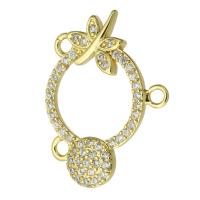 Zircon pavent Laiton Connector, bijoux de mode & pour femme & avec zircone cubique & 1/2 boucle, doré Environ 1.5mm, Vendu par PC