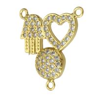 Cubic Zirconia Micro Pave Brass Connector, fashion jewelry & for woman & with cubic zirconia & 1/2 loop, golden Approx 1.5mm 