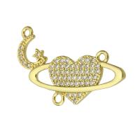 Cubic Zirconia Micro Pave Brass Connector, fashion jewelry & DIY & for woman & with cubic zirconia & 1/2 loop, golden Approx 1.5mm 