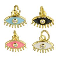 Cubique Pendentif en laiton zircon pavent, Placage de couleur d'or, bijoux de mode & DIY & pavé de micro zircon & pour femme & émail, plus de couleurs à choisir Environ 3mm, Vendu par PC