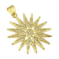 Cubic Zirconia Micro Pave Brass Pendant, gold color plated, fashion jewelry & DIY & micro pave cubic zirconia & for woman, golden Approx 3mm 