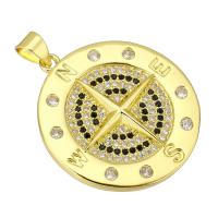 Cubic Zirconia Micro Pave Brass Pendant, Round, gold color plated, fashion jewelry & DIY & micro pave cubic zirconia & for woman, golden Approx 4mm 