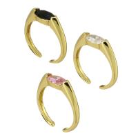 Circón cúbico anillo de dedo de latón, metal, chapado en color dorado, Joyería & para mujer & con circonia cúbica, dorado, 5x2mm, tamaño:6.5, Vendido por UD