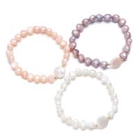 Bracelets de perles En alliage de zinc , perle d'eau douce cultivée, avec alliage de zinc, Placage de couleur d'or, bijoux de mode, plus de couleurs à choisir, 9-10mm,12mm .09 pouce, Vendu par brin