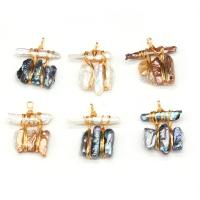 Freshwater Pearl Pendants, with Iron, gold color plated, fashion jewelry & DIY 