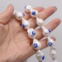 Fashion Evil Eye Beads, pearl, DIY & single-sided, white, 14x20- Approx 14.17 Inch 