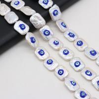 Fashion Evil Eye Beads, pearl, Rectangle, DIY & single-sided, white, 15-20mm Approx 14.17 