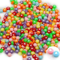 Deux couleures perles acryliques, Acrylique, Plat rond, avec le motif de coeur, plus de couleurs à choisir Environ Vendu par sac