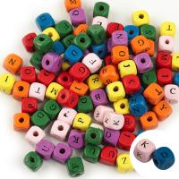 Dyed Wood Beads,  Square & with letter pattern Approx 