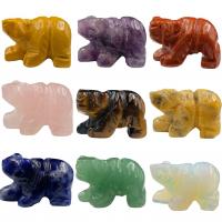 Décoration de pierre perles, Pierre naturelle, ours, gravé, envoyé au hasard, couleurs mélangées Vendu par PC