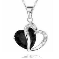 Crystal Zinc Alloy Necklace, with Crystal, Heart, plated, micro pave cubic zirconia & for woman & hollow Approx 17.7 Inch 