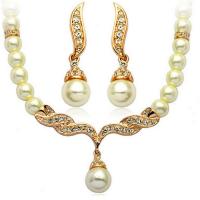 Fashion Zinc Alloy Jewelry Sets, earring & necklace, with Plastic Pearl, Angel Wing, plated, for woman & with rhinestone 