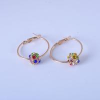 Zinc Alloy Rhinestone Hoop Earring, gold color plated, for woman & with rhinestone 