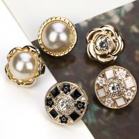 Resin jeans button, with Plastic Pearl, plated  & with rhinestone 
