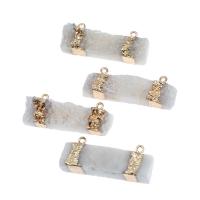 Resin Jewelry Connector, Brass, with Resin, Rectangle, white 