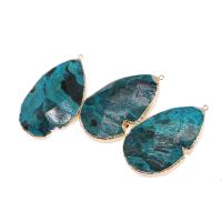 Gemstone Jewelry Pendant, Brass, with Gemstone, Teardrop, mixed colors 