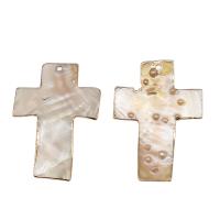 Pendentifs de coquille en laiton, avec coquille, croix, blanc Vendu par PC