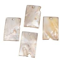 Brass Shell Pendants, with Shell, Rectangle, white 