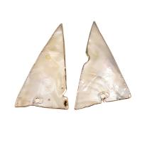 colgantes de latón de concha, metal, con Nácar, Triángulo, Blanco, 61x36x3mm, Vendido por UD