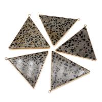 Pendentifs en pierre zèbre, laiton, avec Dalmate, triangle, couleurs mélangées Vendu par PC