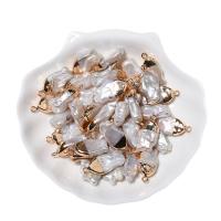 Freshwater Pearl Pendants, with Brass, gold color plated, fashion jewelry, white, 9-10mm,16mm 