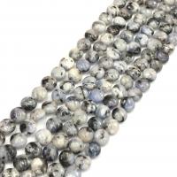 Perles tache bleu et blanc, Tache bleue, Rond, poli, DIY & normes différentes pour le choix, couleurs mélangées Environ 15 pouce, Vendu par brin
