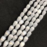 Katzenauge Perlen, Tropfen, poliert, DIY, weiß, 6x9mm, Länge:ca. 15 ZollInch, verkauft von Strang
