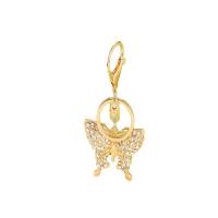 Zinc Alloy Key Clasp, Butterfly, gold color plated, Unisex & with rhinestone 