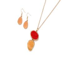Fashion Zinc Alloy Jewelry Sets, earring & necklace, with Resin, zinc alloy earring hook, with 1.97Inch extender chain, gold color plated, for woman Approx 15.75 Inch 