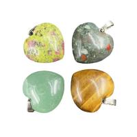 Pendentif bijoux de pierre gemme, Pierre naturelle, coeur, poli, différents matériaux pour le choix & unisexe, plus de couleurs à choisir, 25mm, Vendu par PC