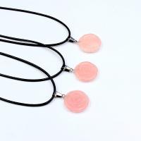 Rose Quartz Necklace, with leather cord, Unisex, pink Approx 14.96 Inch 