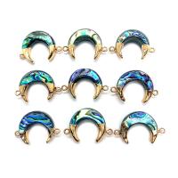 Shell Jewelry Connector, Abalone Shell, with Zinc Alloy, Moon, gold color plated, DIY 