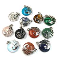 Gemstone Zinc Alloy Pendants, with Zinc Alloy, Peacock, silver color plated 
