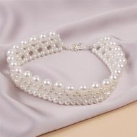 Fashion Choker Necklace, Plastic Pearl, with 2inch extender chain, fashion jewelry & ball chain & for woman, 27mm Approx 15 Inch 