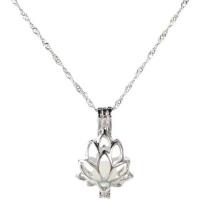Zinc Alloy Necklace, Lotus, plated, Twisted Piece Chain & Unisex & luminated & hollow Approx 17.7 Inch 