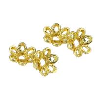 Zinc Alloy Bead Caps, Flower, real gold plated, hollow 