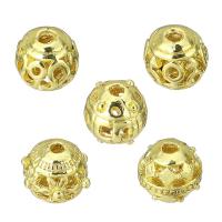 Zinklegierung hohle Perlen, rund, vergoldet, verschiedene Stile für Wahl, 9x9x9mm, verkauft von PC
