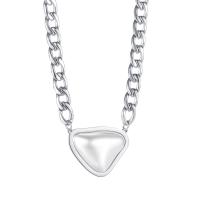 Titanium Steel Jewelry Necklace, with stainless steel chain & Plastic Pearl, with 2.36inch extender chain, for woman, original color Approx 18.5 Inch 