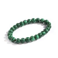 Bracelets de malachite, unisexe & protection contre les radiations, vert, 8mm Environ 19 cm, Vendu par brin