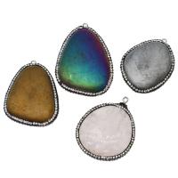 Подвески из натуральных камни и латуни, Латунь, с клей & Полудрагоценный камень, Много цветов для выбора продается PC