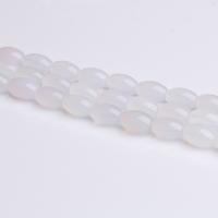 Perla de ágata blanca natural, Ágata blanca, Óvalo, Bricolaje, Blanco, longitud:38 cm, Vendido por Sarta