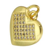 Colgante de Micro Pavé de Zirconía Cúbica, metal, Corazón, chapado en color dorado, Joyería & Bricolaje & micro arcilla de zirconia cúbica, dorado, 13x14x2mm, Vendido por UD