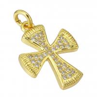 Colgante de Micro Pavé de Zirconía Cúbica, metal, Cruces, chapado en color dorado, Joyería & Bricolaje & micro arcilla de zirconia cúbica, dorado, 13x18x2mm, agujero:aproximado 2mm, Vendido por UD