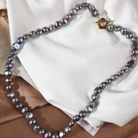 Collier de perles d'eau douce naturelles, perle d'eau douce cultivée, avec laiton, Irrégulière, pour femme, gris clair, 8-9mm cm, Vendu par brin